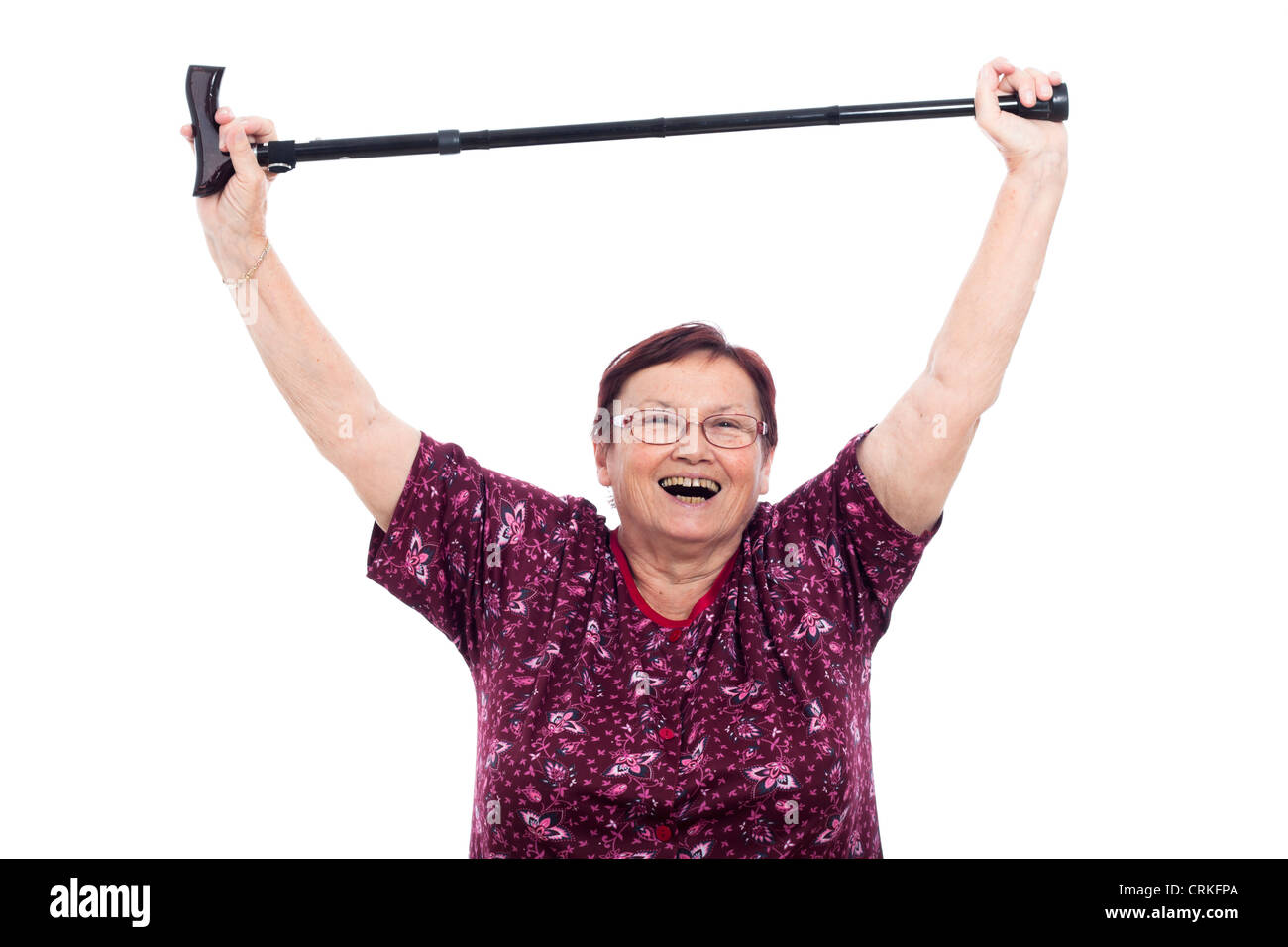 Old woman standing stick hi-res stock photography and images - Alamy