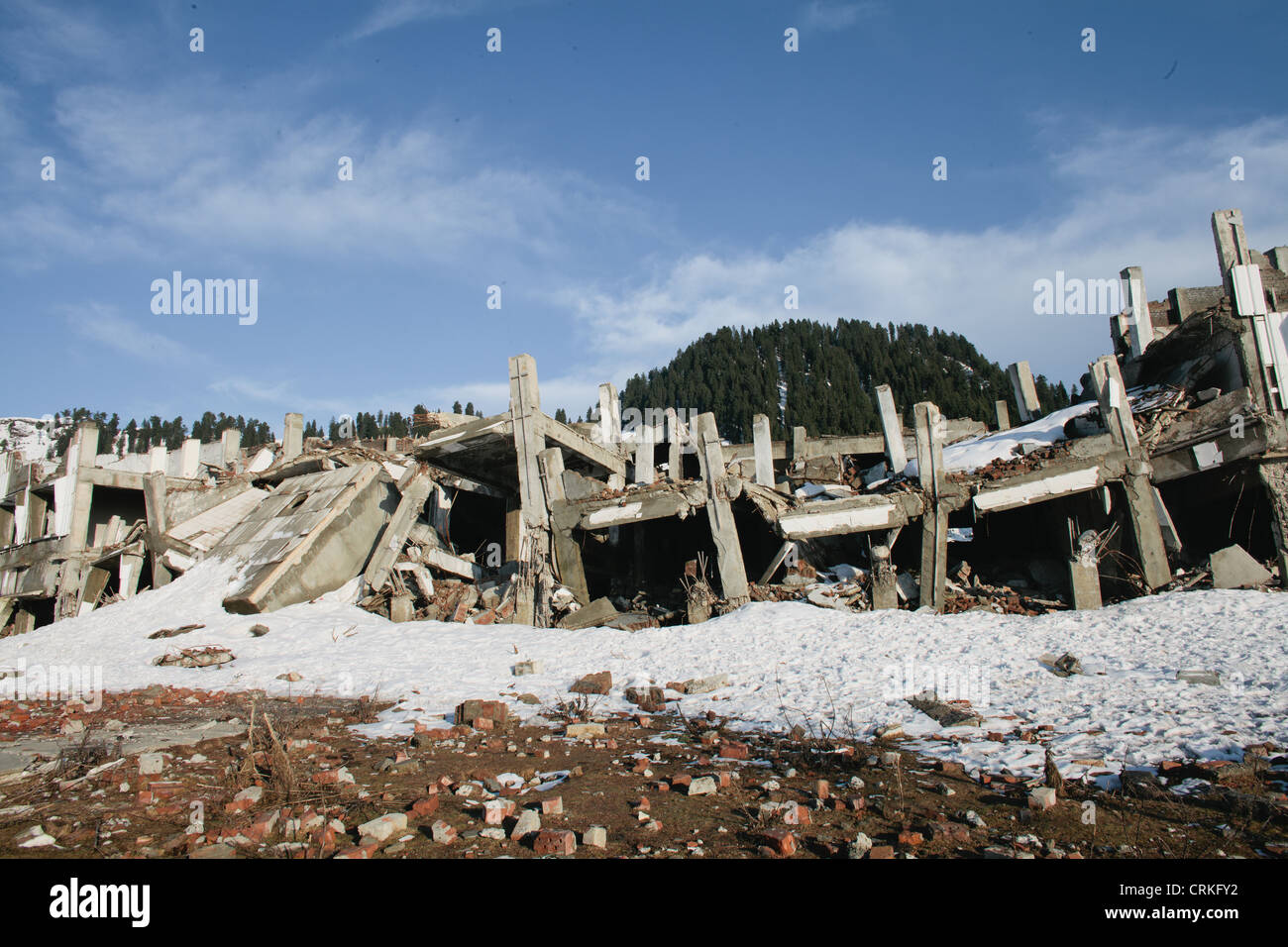 The remains of Malam Jabba Ski Resort that was set on fire by the Taliban in June 2008 in Swat Valley Stock Photo
