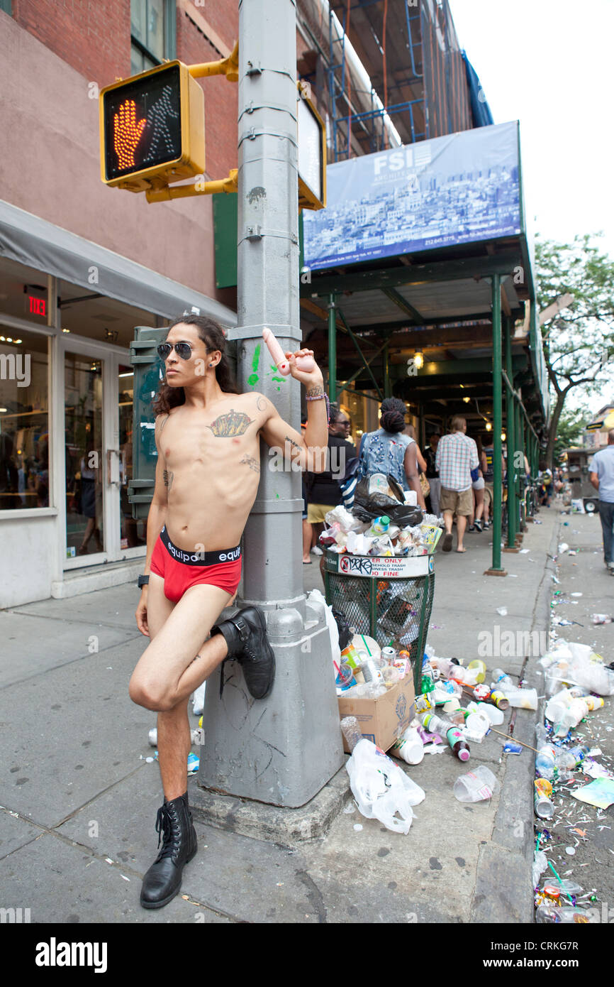 gay guy with dildo, gay pride march, New York Stock Photo