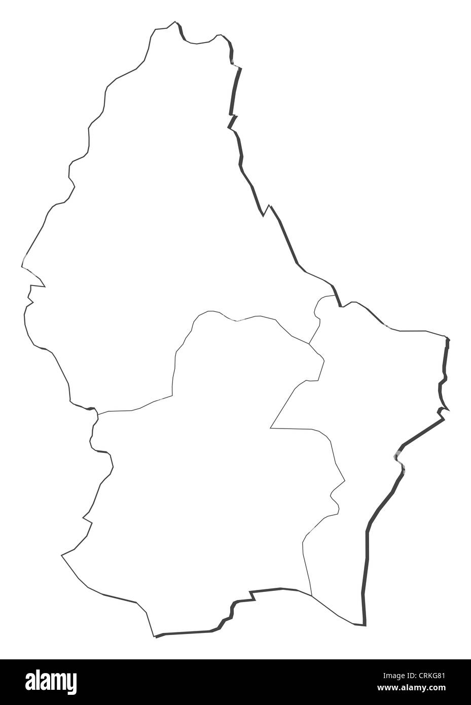 Political map of Luxembourg with the several Districts. Stock Photo