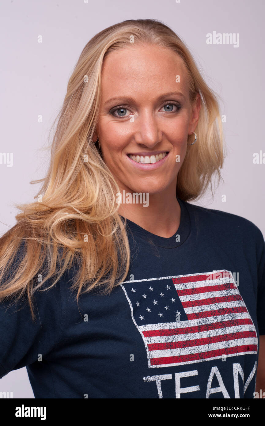 Dana Vollmer, USA Olympian swimmer in the 100 meter butterfly, poses at the USOC Team Media Summit prior to London 2012 Stock Photo