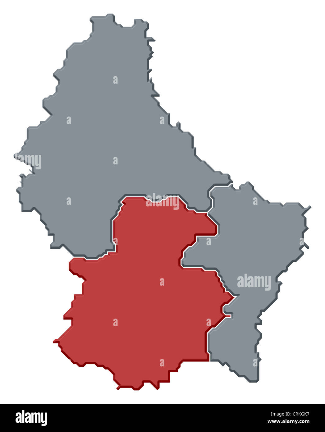Political map of Luxembourg with the several districts where the