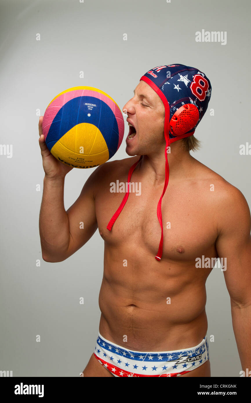 Water Polo player Tony Azevedo at the Team USA Media Summit in Dallas, TX in advance of the 2012 London Olympics. Stock Photo