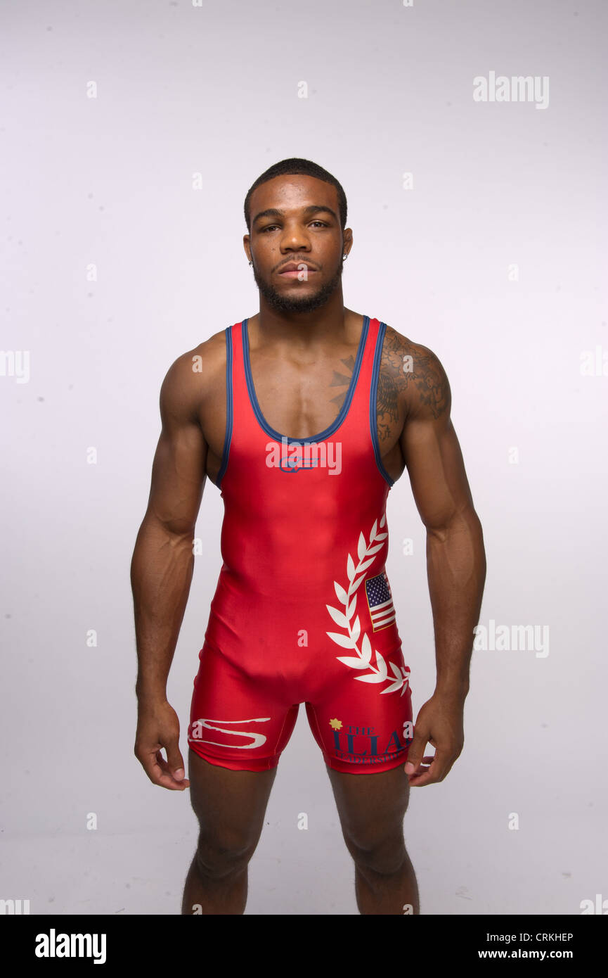 Freestyle wrestler Jordan Burroughs at the Team USA Media Summit in Dallas,  TX in advance of the 2012 London Olympics Stock Photo - Alamy