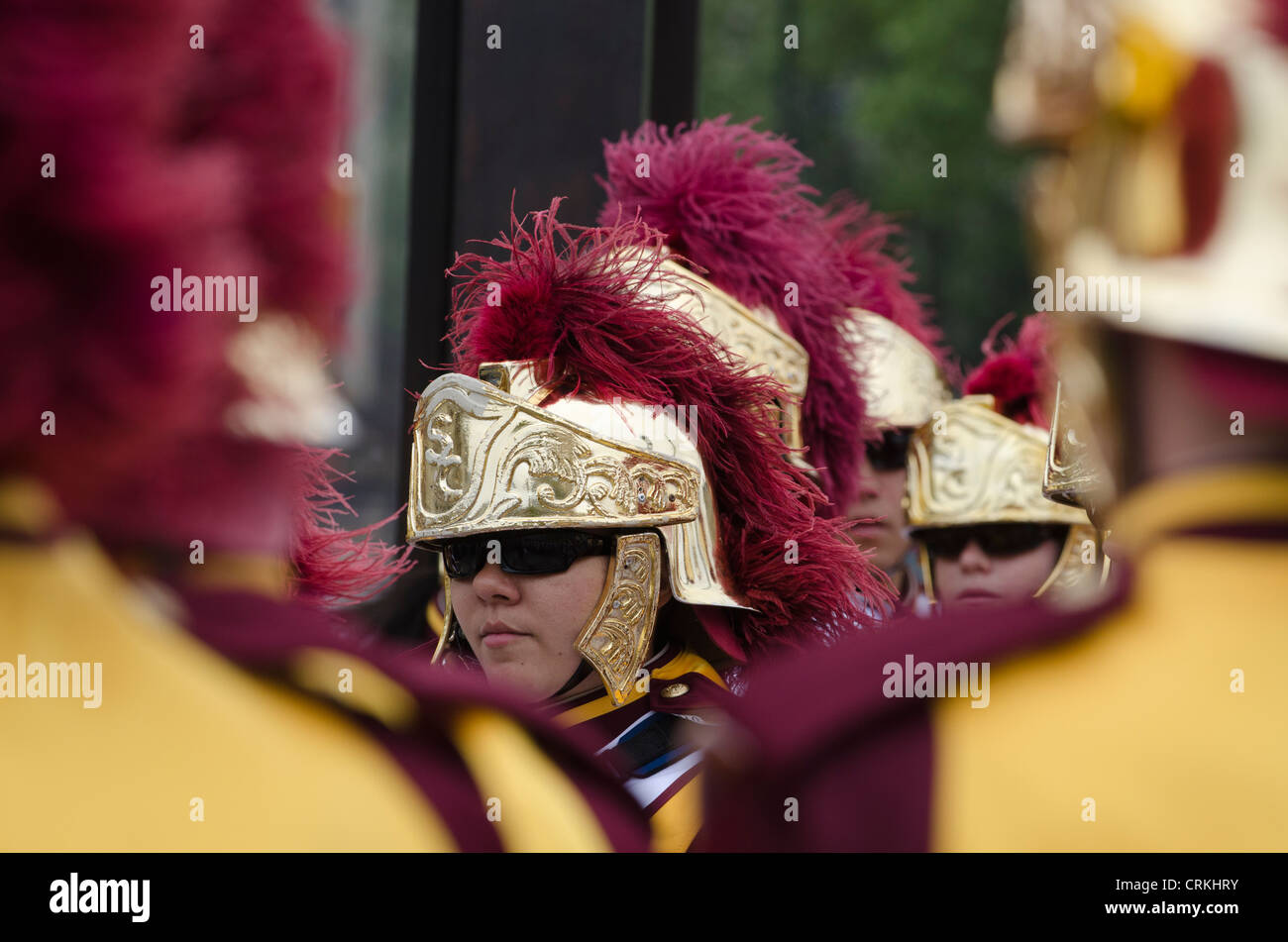 University of Southern California (USC), Trojans Football Team Marching Band Trafalgar square London uk May 2012 Stock Photo