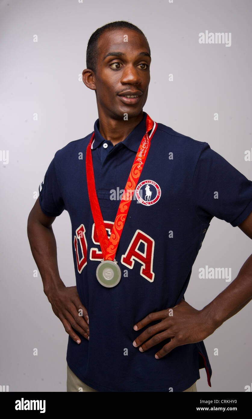 Blind Paralympic athlete Elexis Gillette at the Team USA Media Summit in Dallas, TX in advance of the 2012 London Olympics. Stock Photo