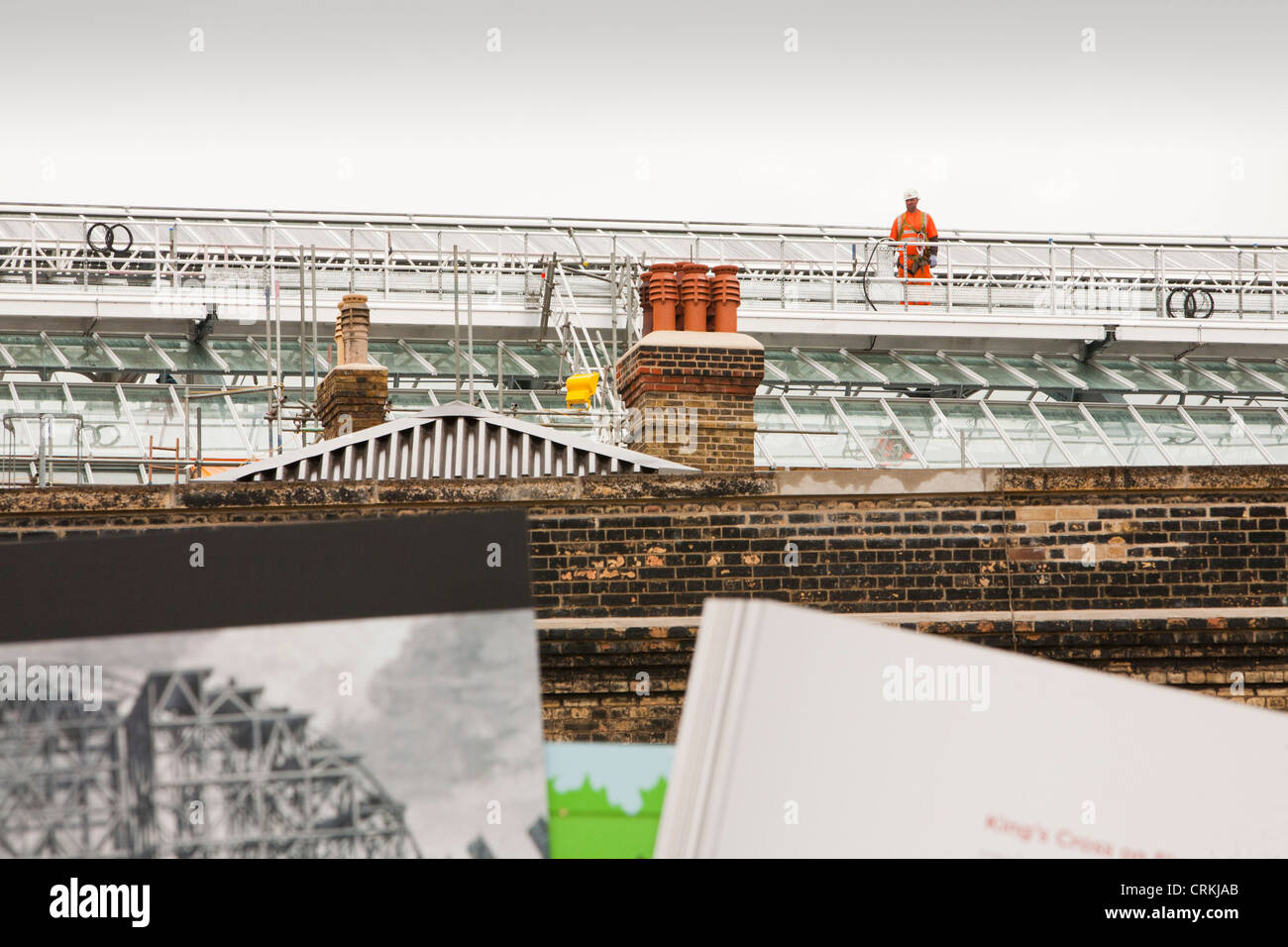 Fitting solar panels to Kings Cross Station, London, UK Stock Photo Alamy