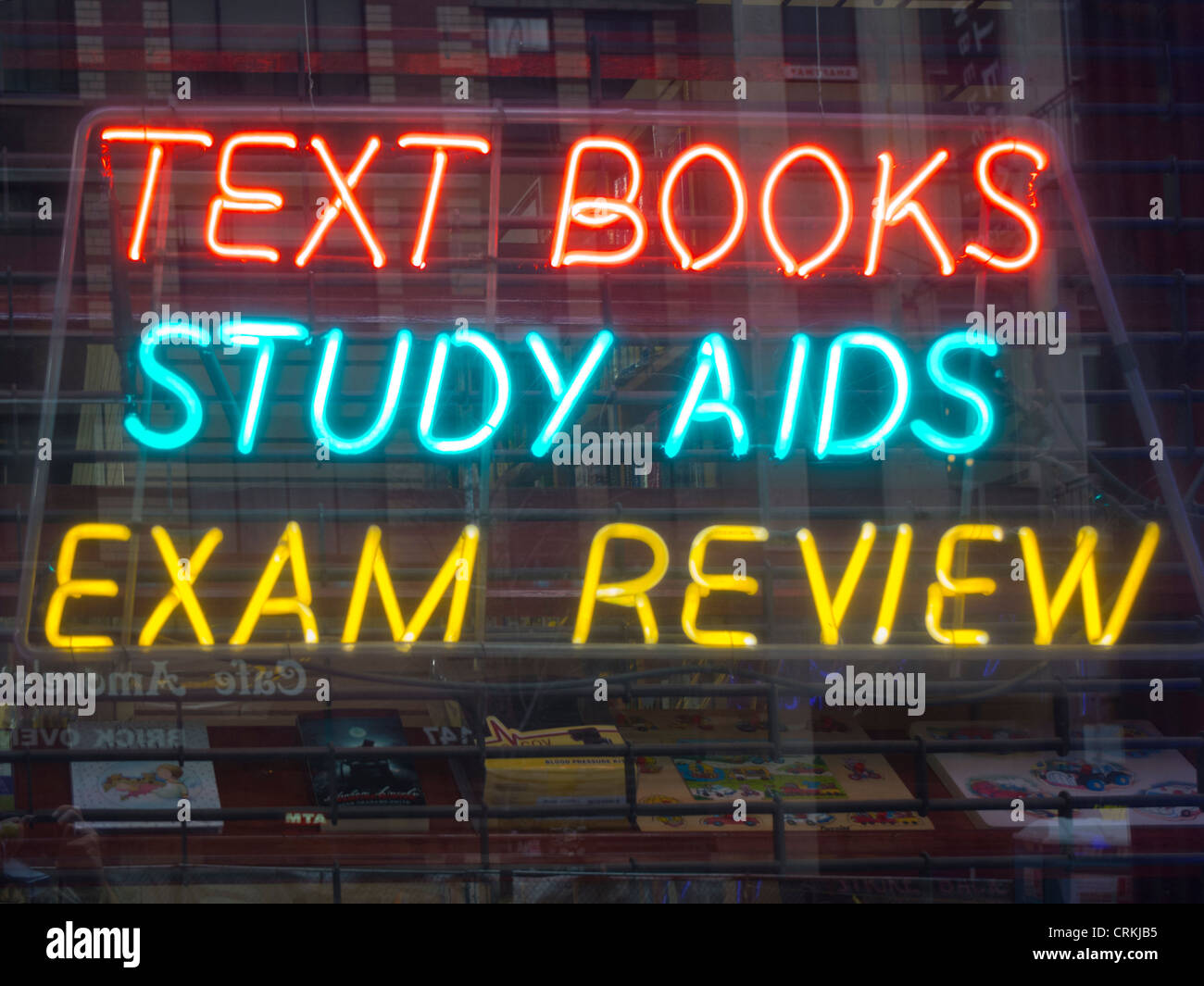 text books neon store sign Stock Photo