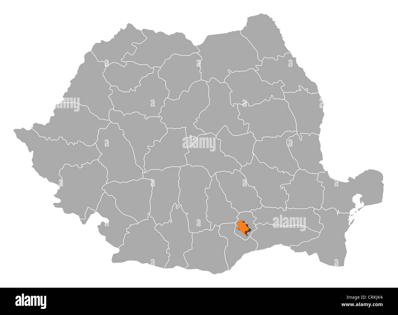 Political map of Romania with the several counties where Bucharest is ...