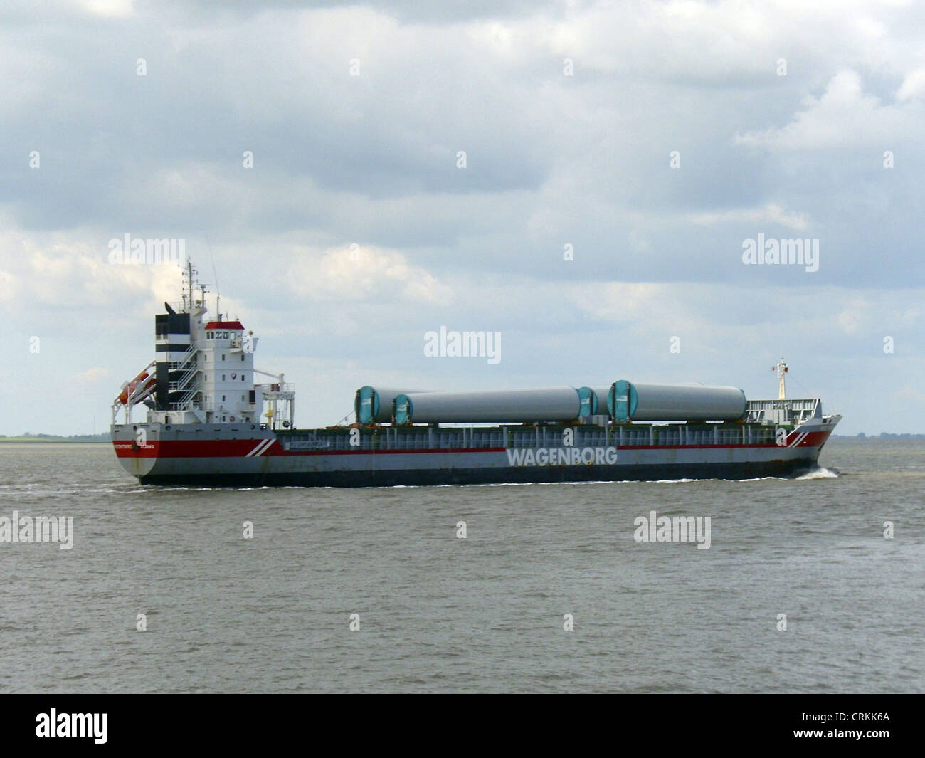 The general cargo ship '''Vechtborg''' outbound on the Weser river Stock Photo