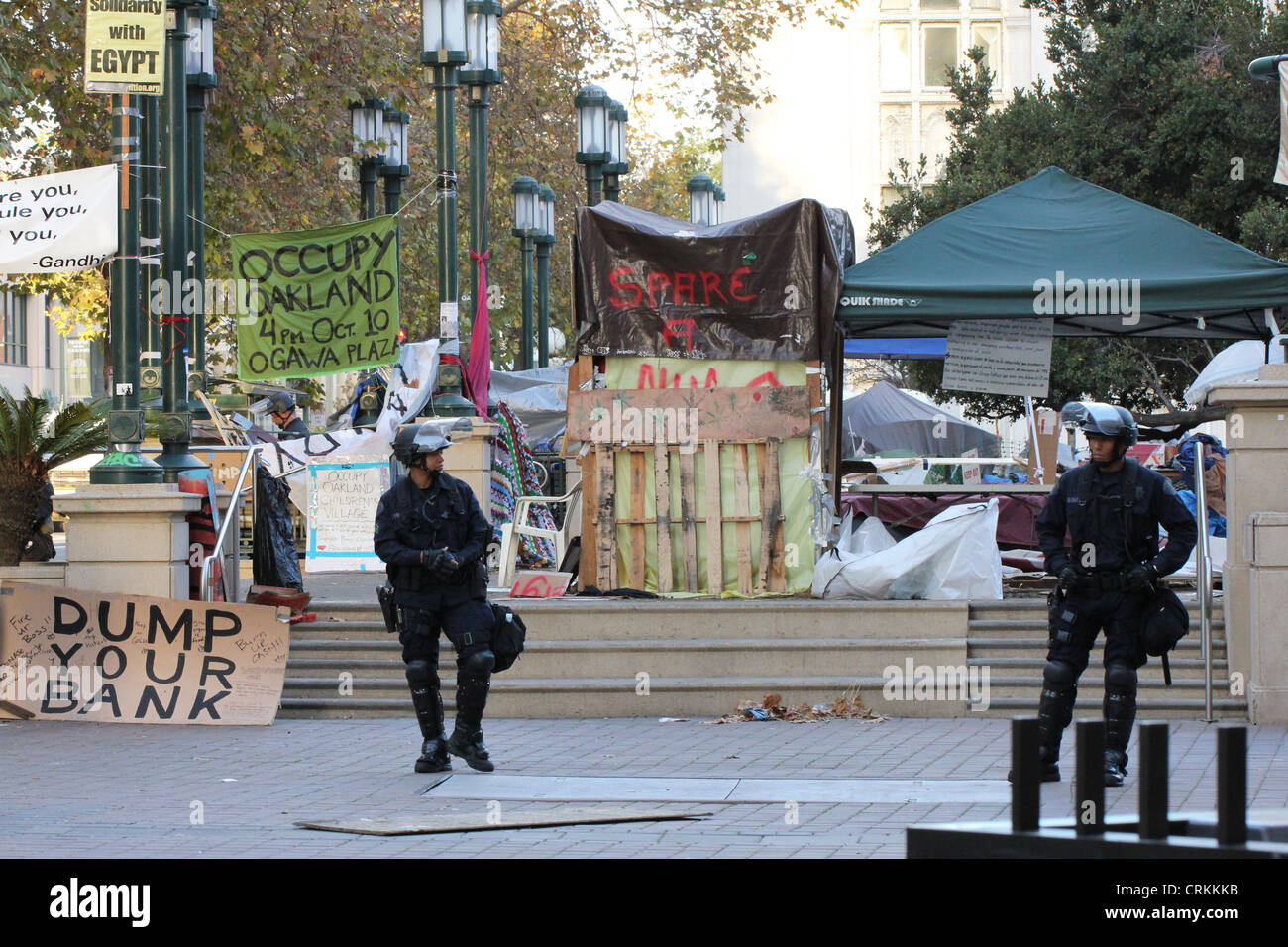 Aftermath of the November eviction of the Occupy Oakland occupation. Stock Photo