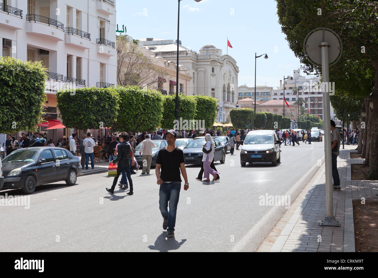 Main street Habib Bourguiba in Tunis capital of Tunisia Stock Photo