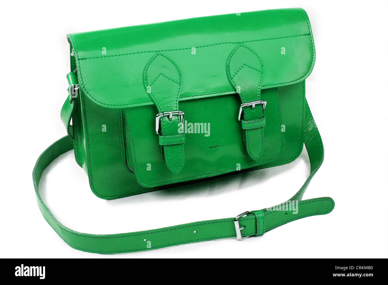 green leather bag made in Italy Stock Photo