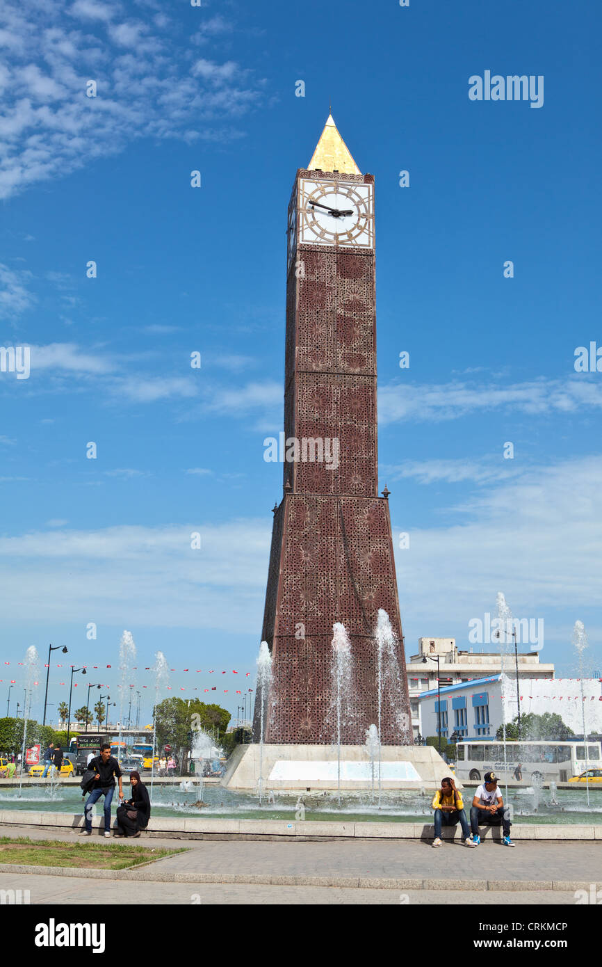 The Tower of Big Ben clock in the center of Tunis city, Tunisia Stock Photo
