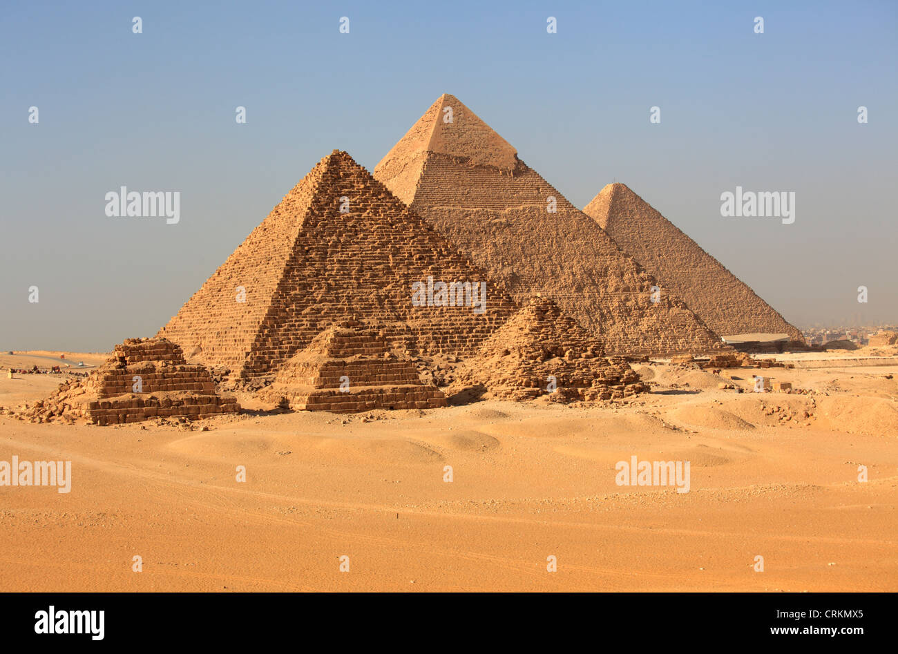 Pyramid complex at Giza, Egypt Stock Photo