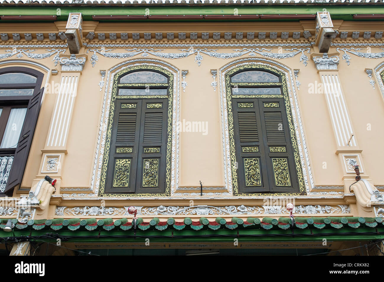 Traditional Windows on Peranakan House in Malacca Malaysia Stock Photo