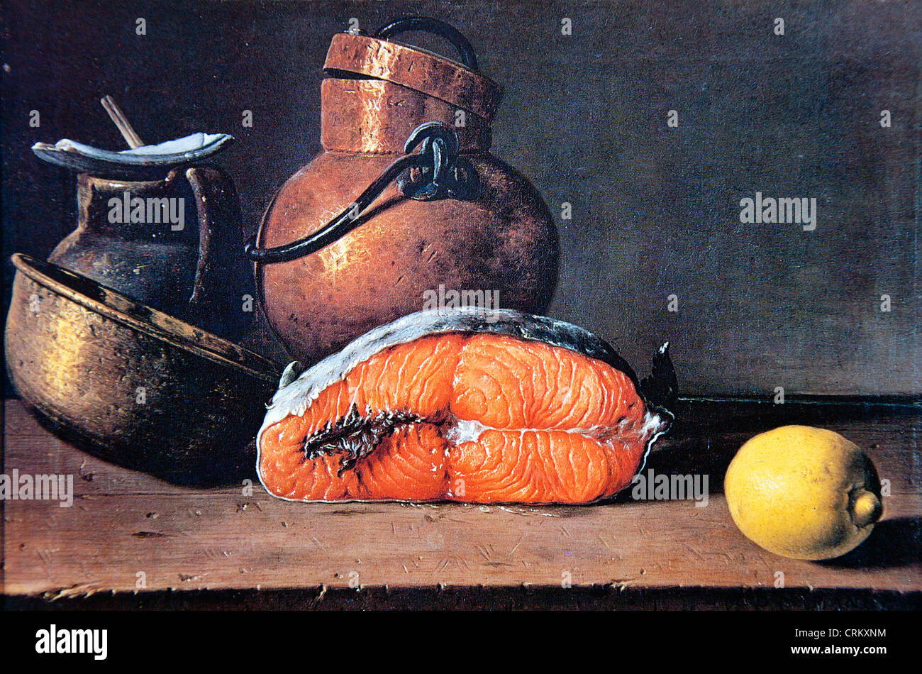 Luis Melendez – Still Life with Salmon, Lemon and three Vessels