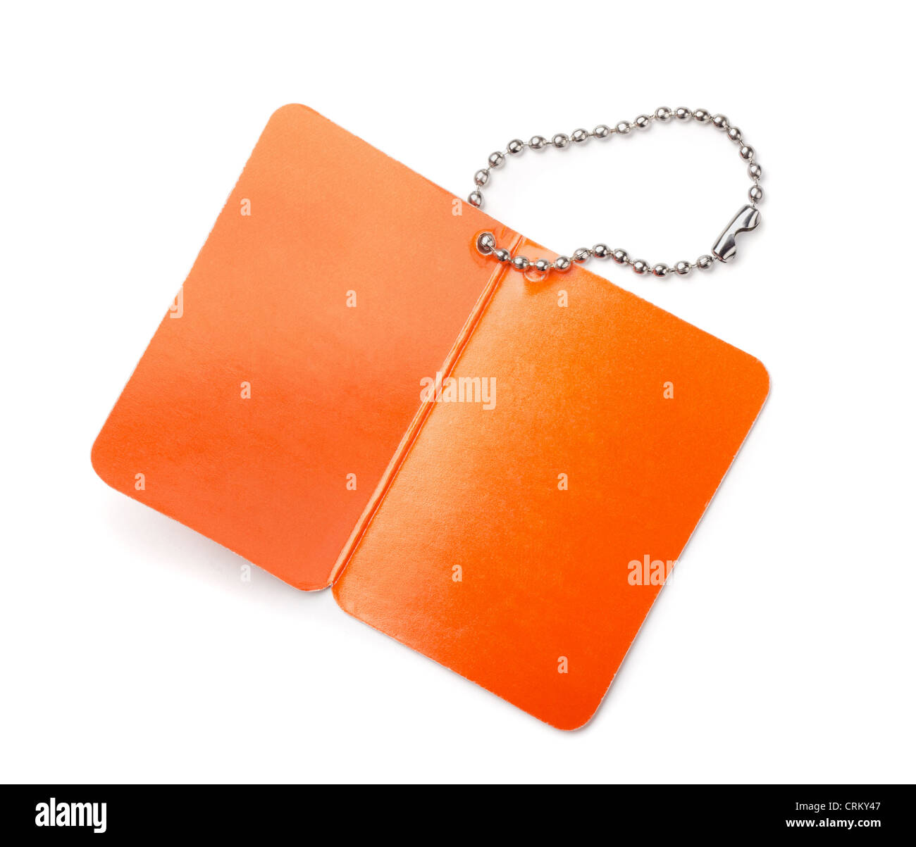 Blank orange paper tag isolated on white Stock Photo