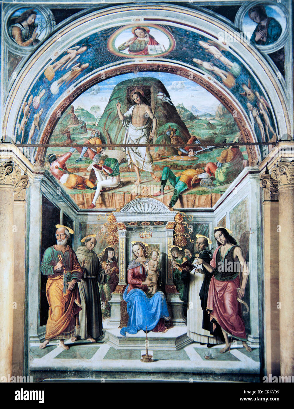 Sacra Conversazione with the Resurrection of Christ - Raphael Stock Photo