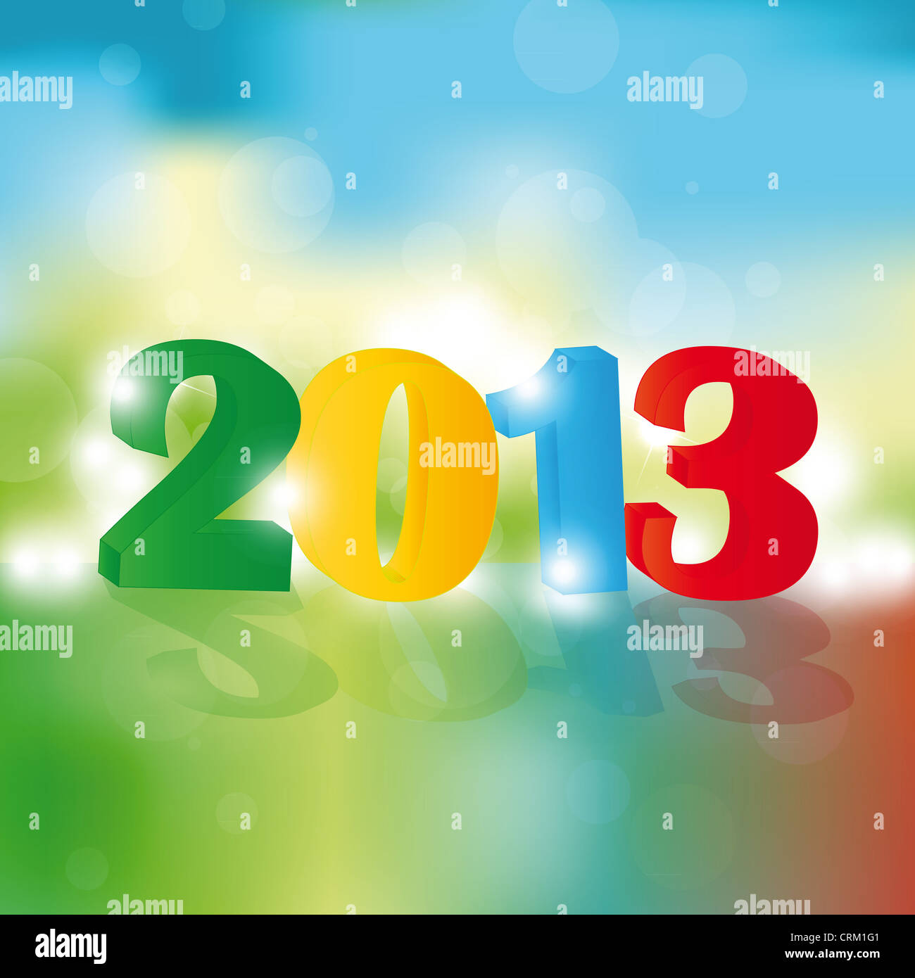 Cute and colorful card on New Year 2013 Stock Photo