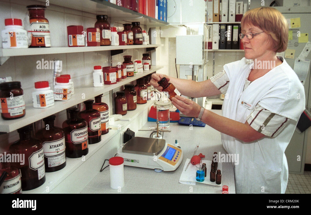 PTA in drug manufacturing Stock Photo
