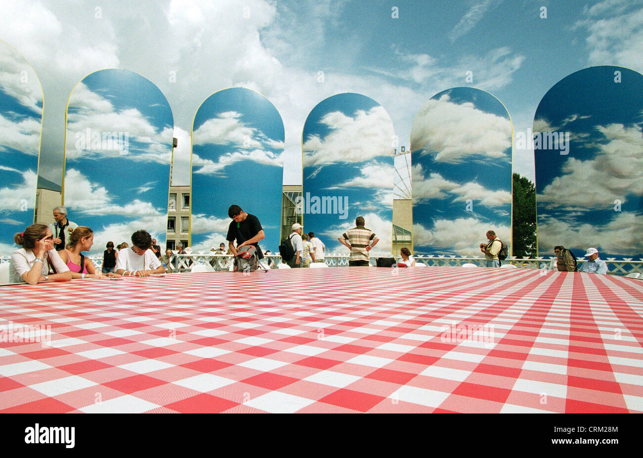 Giant picnic table in an artificial environment at the Expo 2002 Stock
