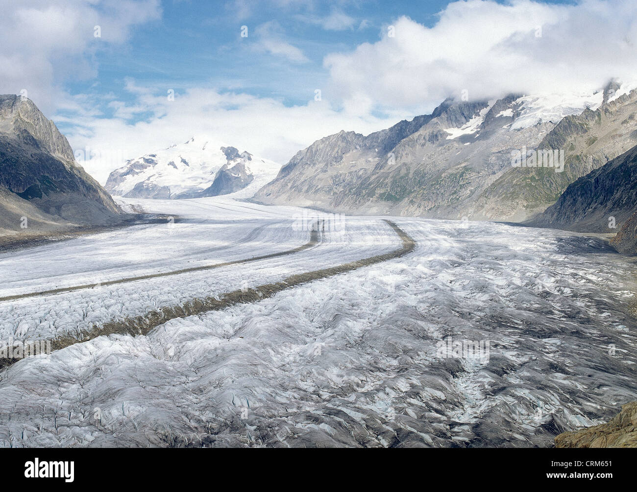 The Aletsch Glacier - Europe's Largest Glacier Stock Photo