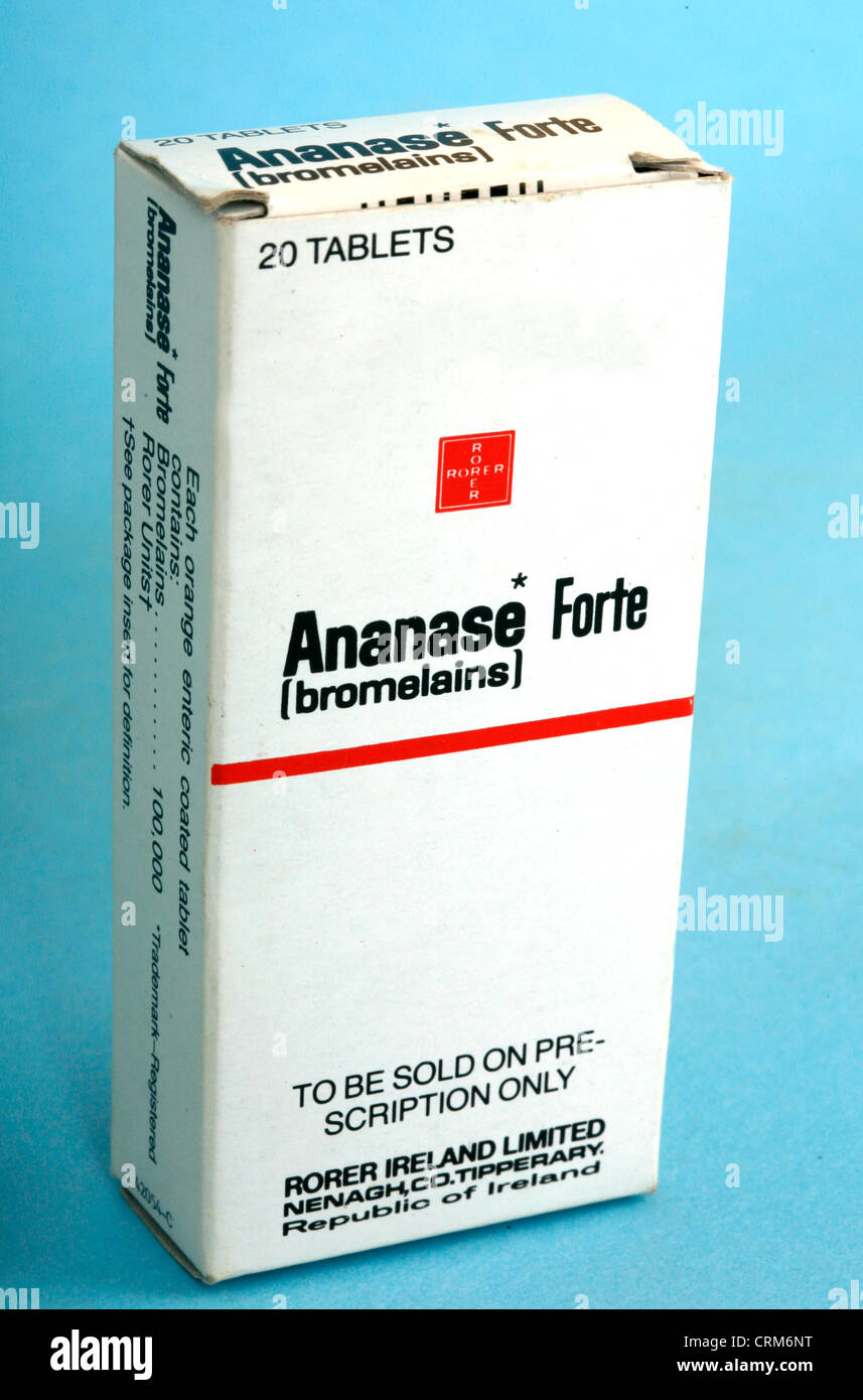Ananase Forte (bromelain) Can be used for various medical conditions as an anti-inflammatory agent. Stock Photo