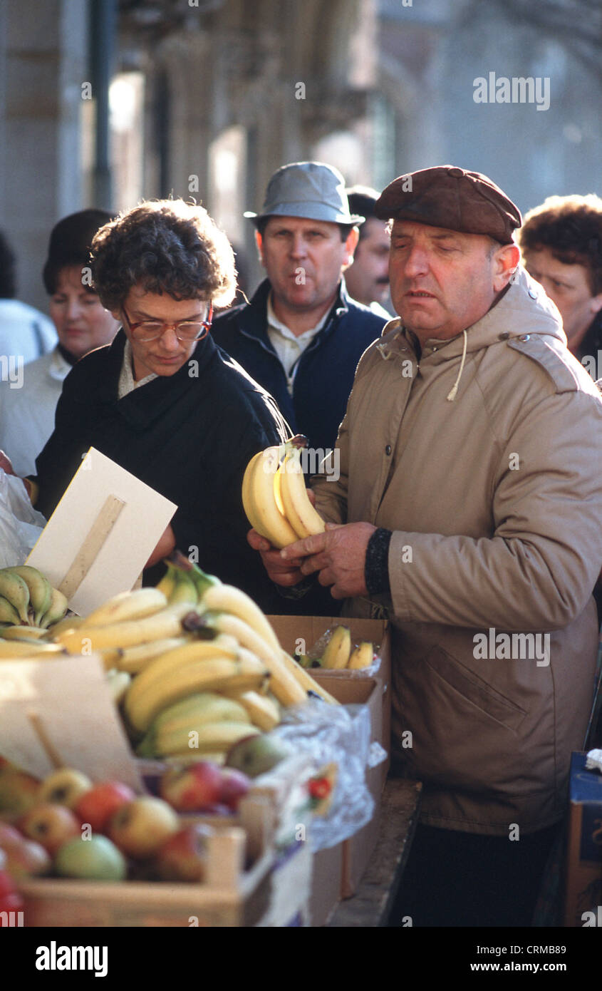 East Berlin shortly after the wall came down buy bananas Stock Photo