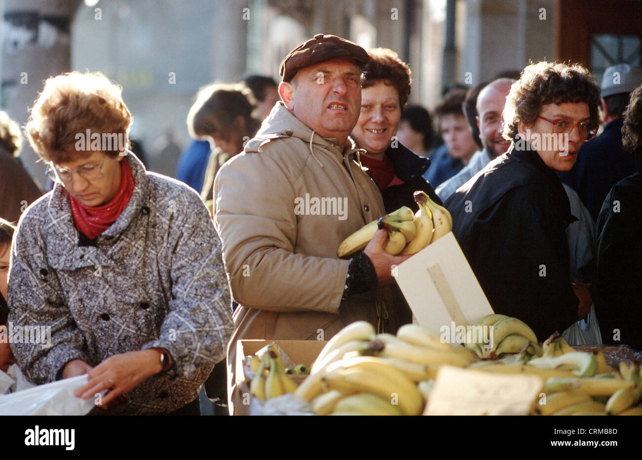 East Berlin shortly after the wall came down buy bananas Stock Photo