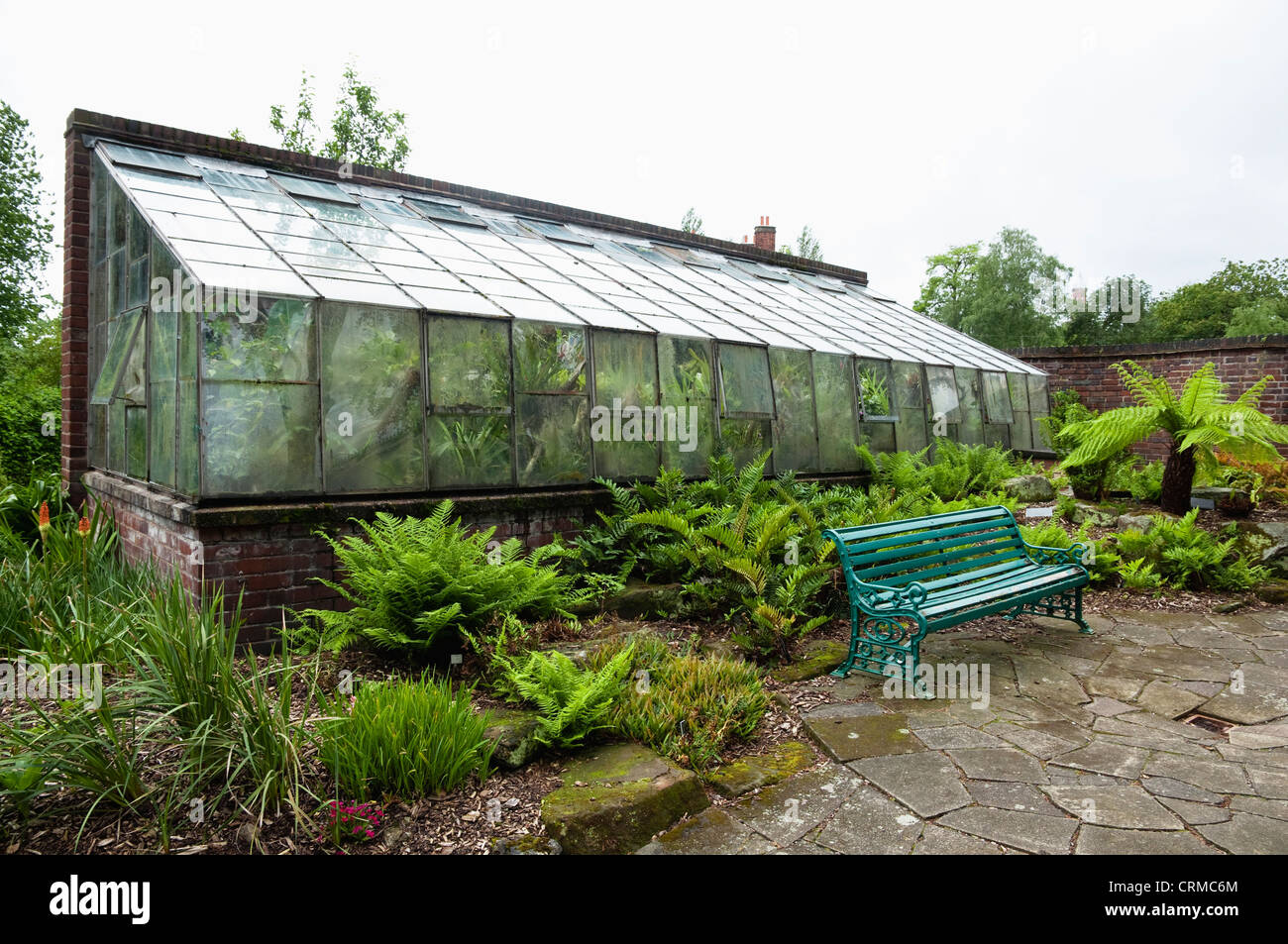 Tropical Greenhouse, with surrounding fernery in the gardens of  Winterbourne House, Birmingham, UK. Stock Photo