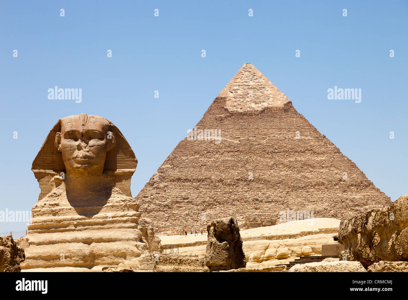 Great Pyramid of Giza and Sphinx Stock Photo
