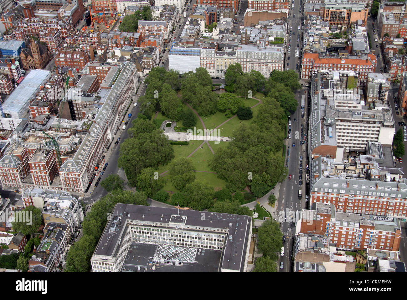 aerial view of Grosvenor Square Gardens, London W1 Stock Photo