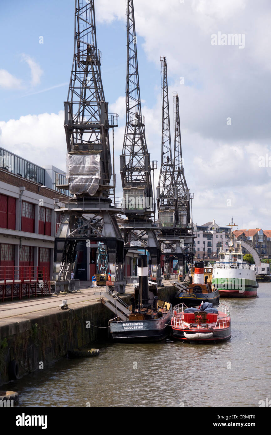 Cranes outside the M-shed Museum on Bristol's Harbourside Stock Photo ...