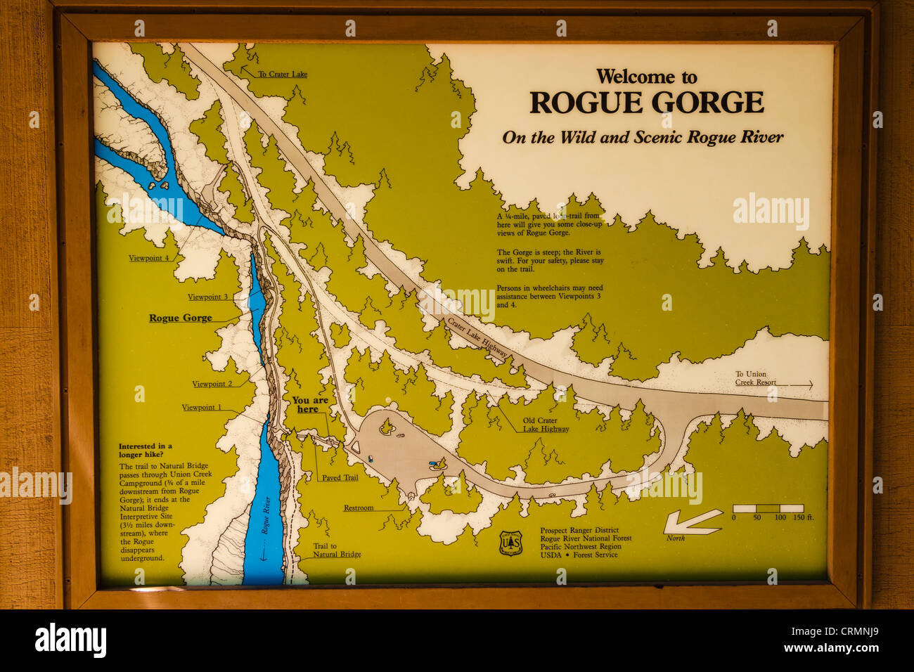 Interpretive sign at the Rogue River Rogue River National Forest
