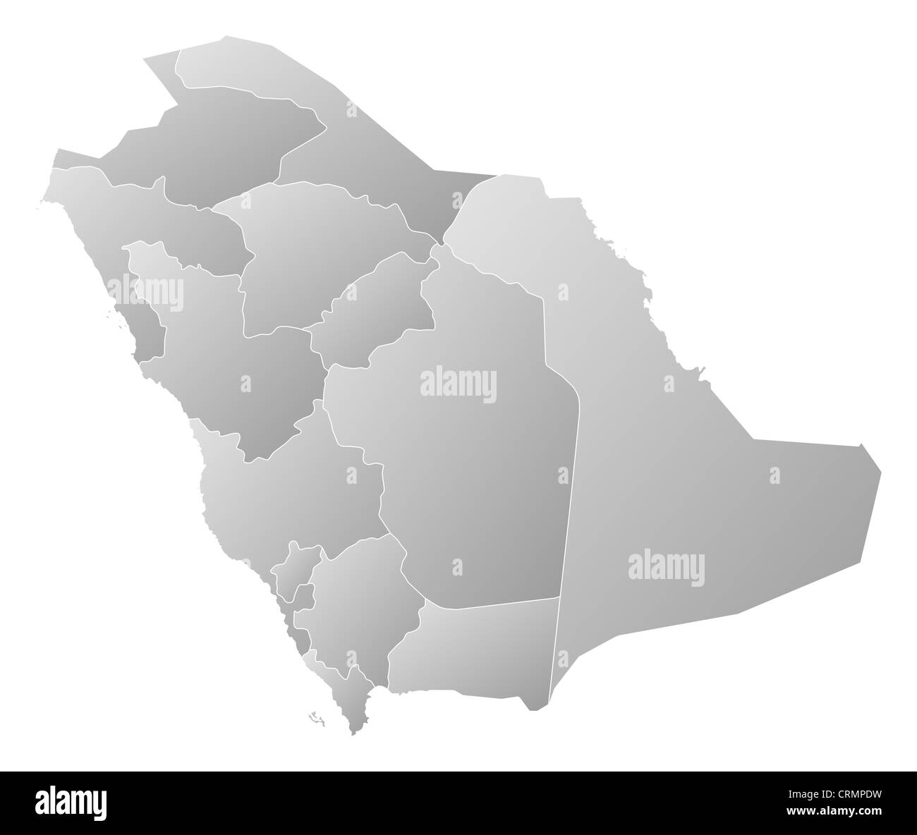 Political map of Saudi Arabia with the several provinces. Stock Photo