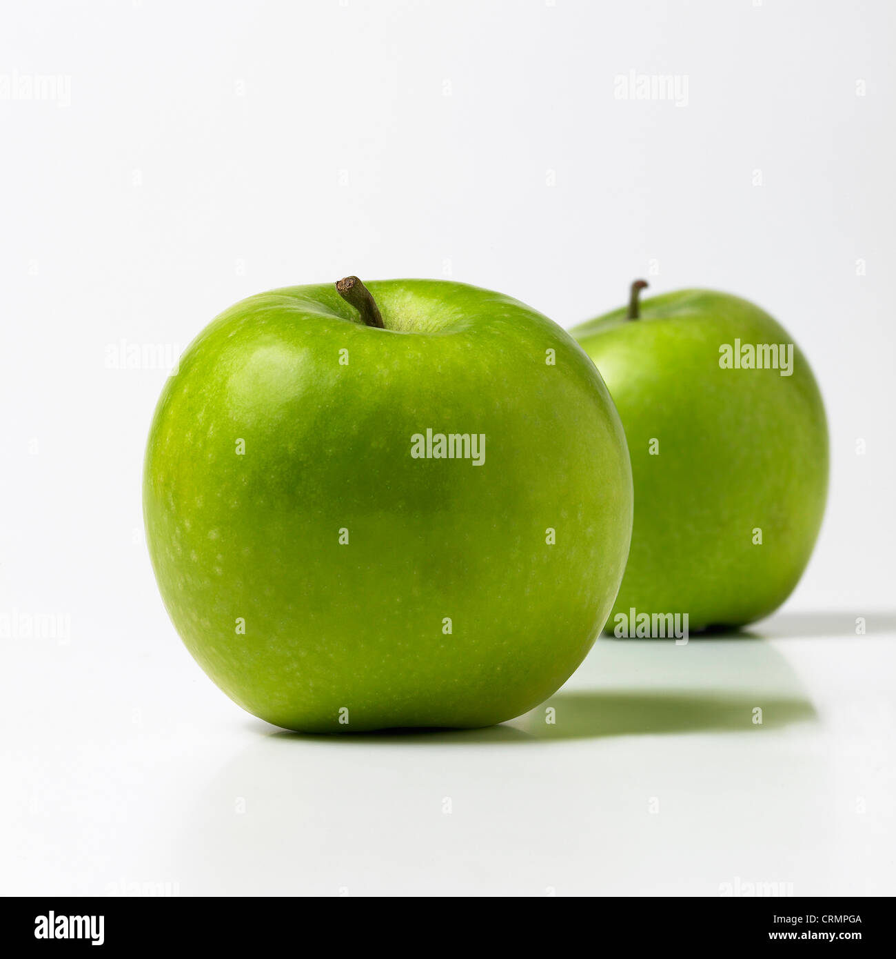 Two green apples Stock Photo
