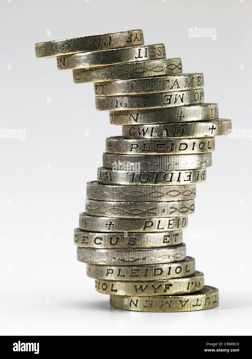 A pile of British pound coins Stock Photo