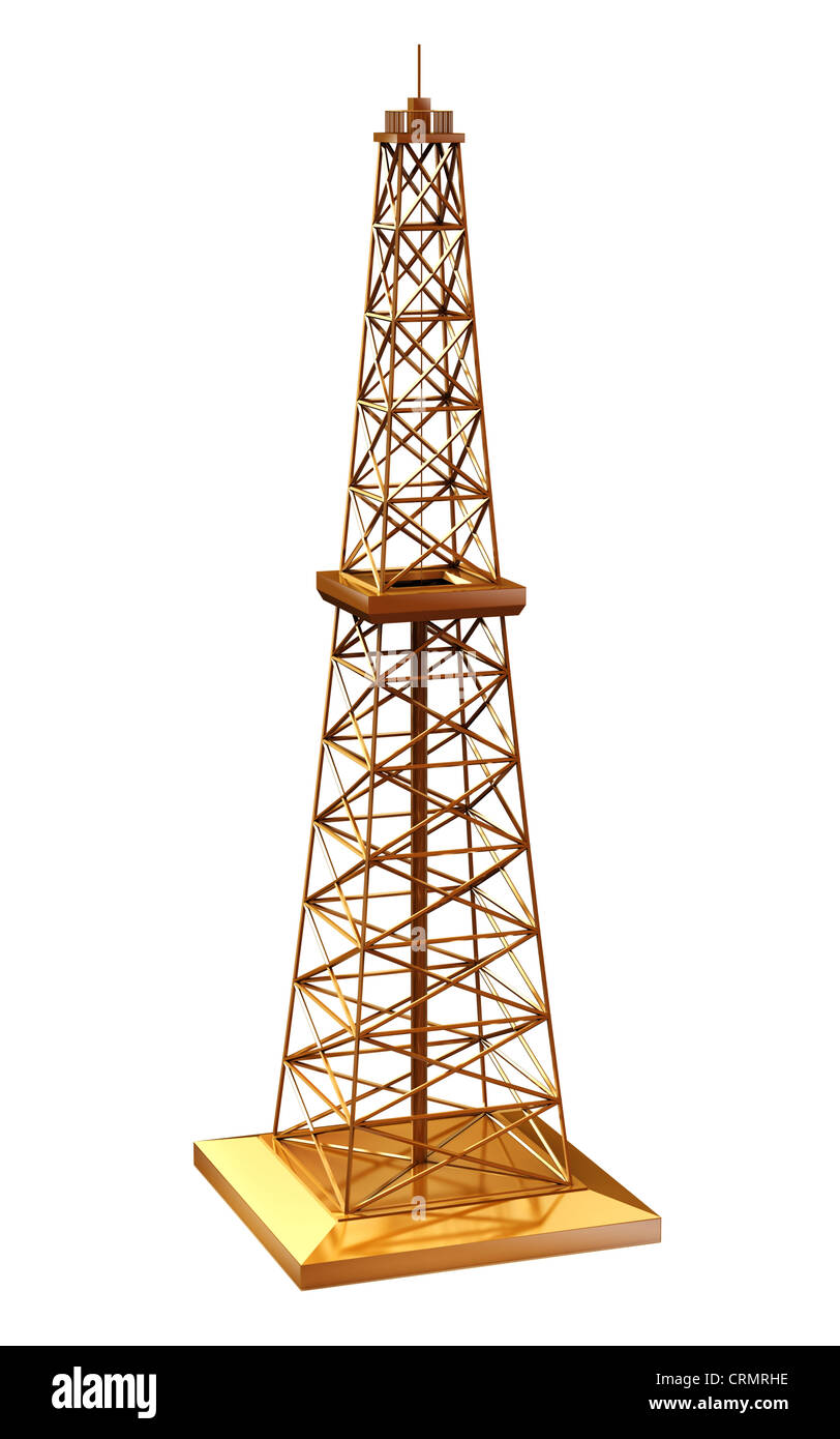 Golden oil rig - isolated on white Stock Photo - Alamy