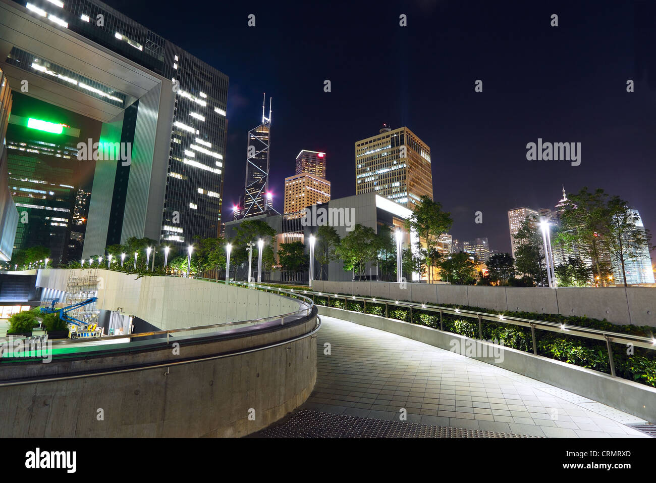modern office building in downtown city at night Stock Photo - Alamy