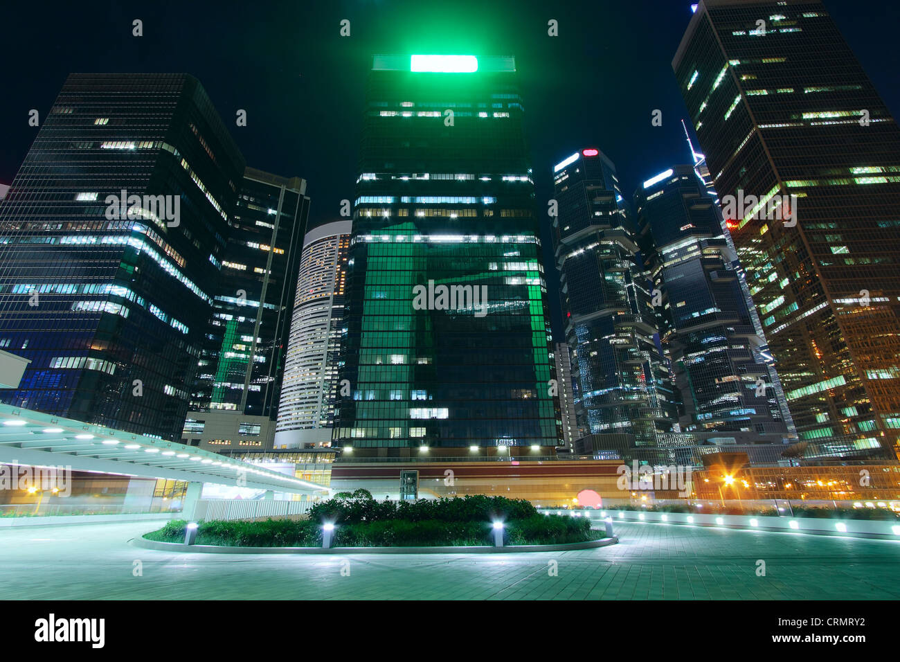modern office building in downtown city at night Stock Photo - Alamy