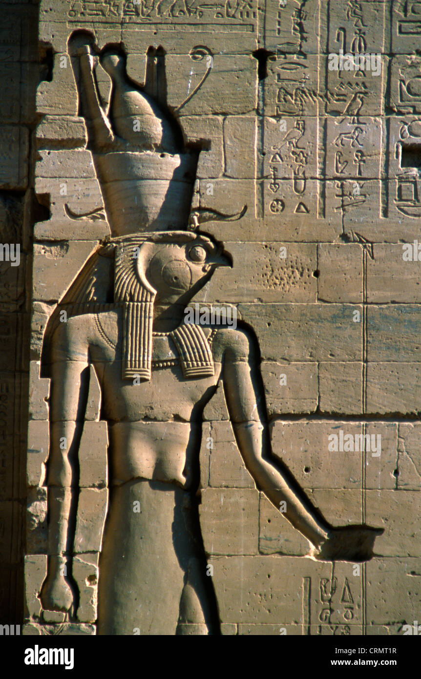 Egypt, Aswan, Temple of Philae, 2nd Pylon, Stock Photo