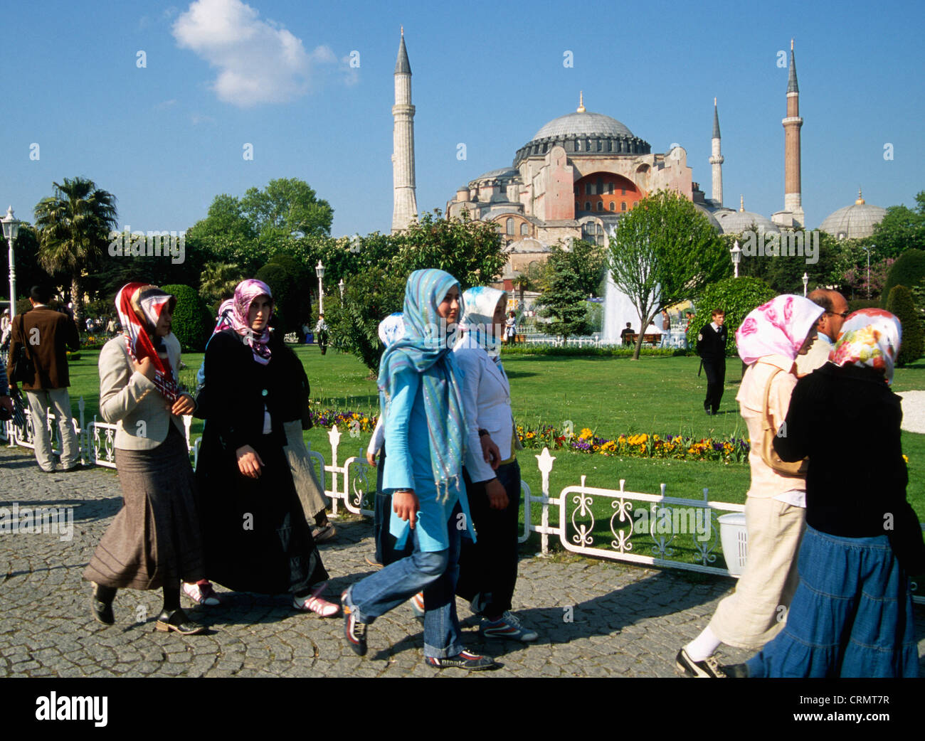 Turkey, Istanbul, Sancta Sophia, women in headscarfs, Stock Photo