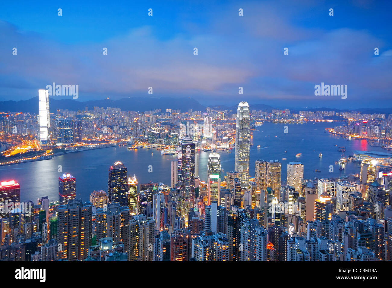 Hong Kong skyline from Victoria Peak at sunrise Stock Photo - Alamy