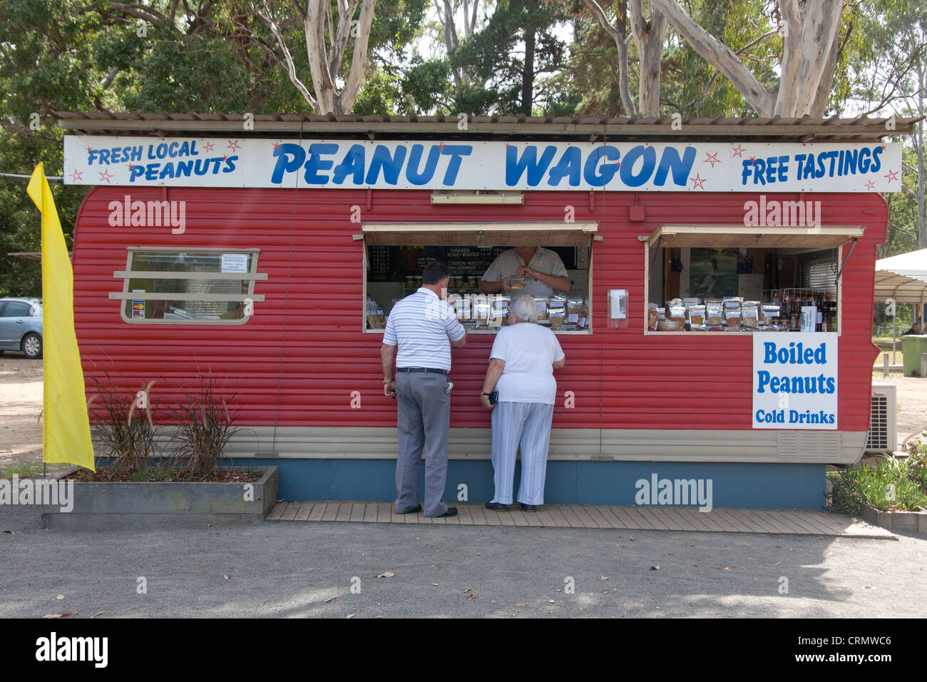 Couple at Peanut Wagon Nanango Queensland Australia Stock Photo