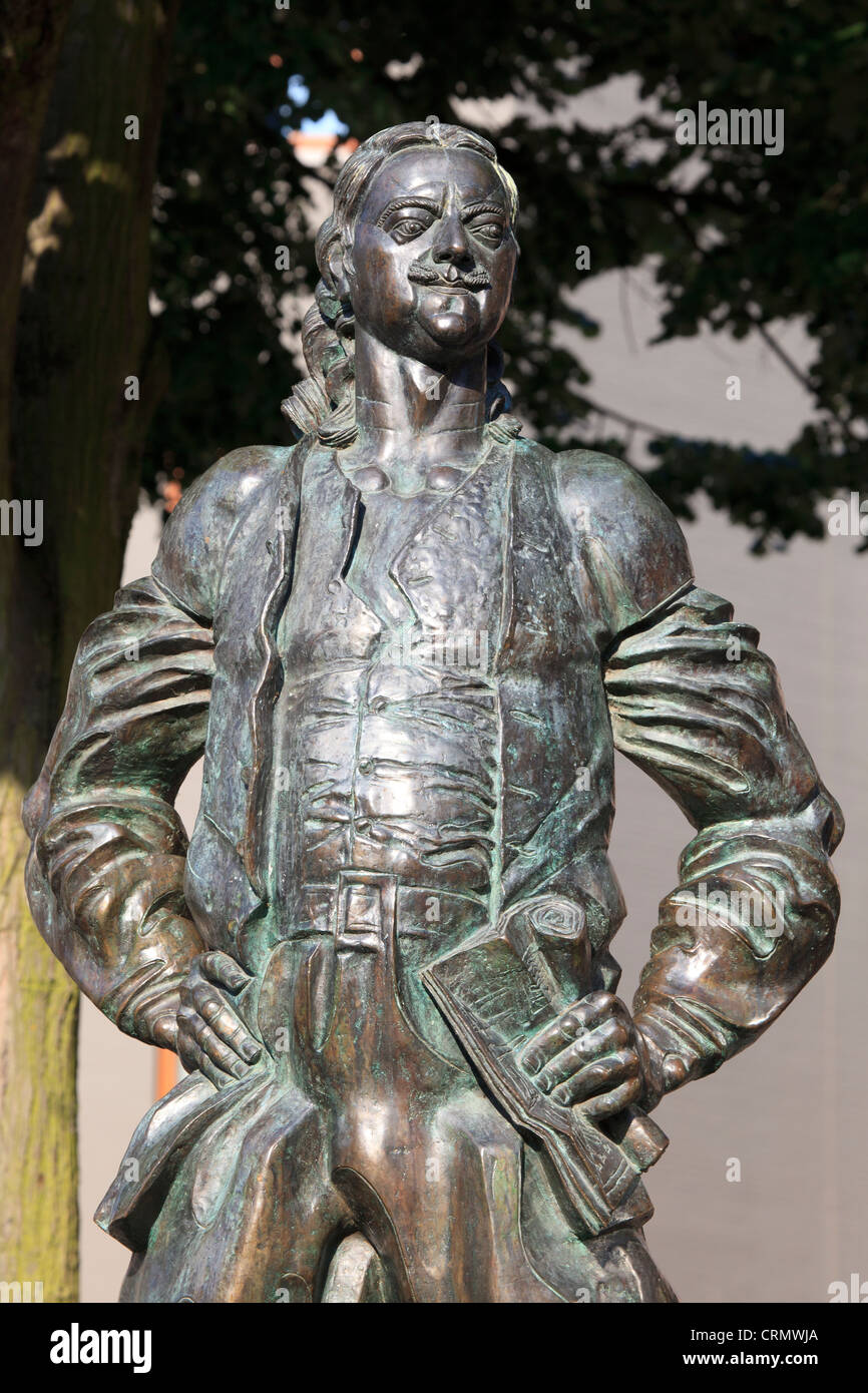 Statue of Peter the Great (1672-1725) at the exact spot where he set foot in Antwerp, Belgium in 1717 Stock Photo
