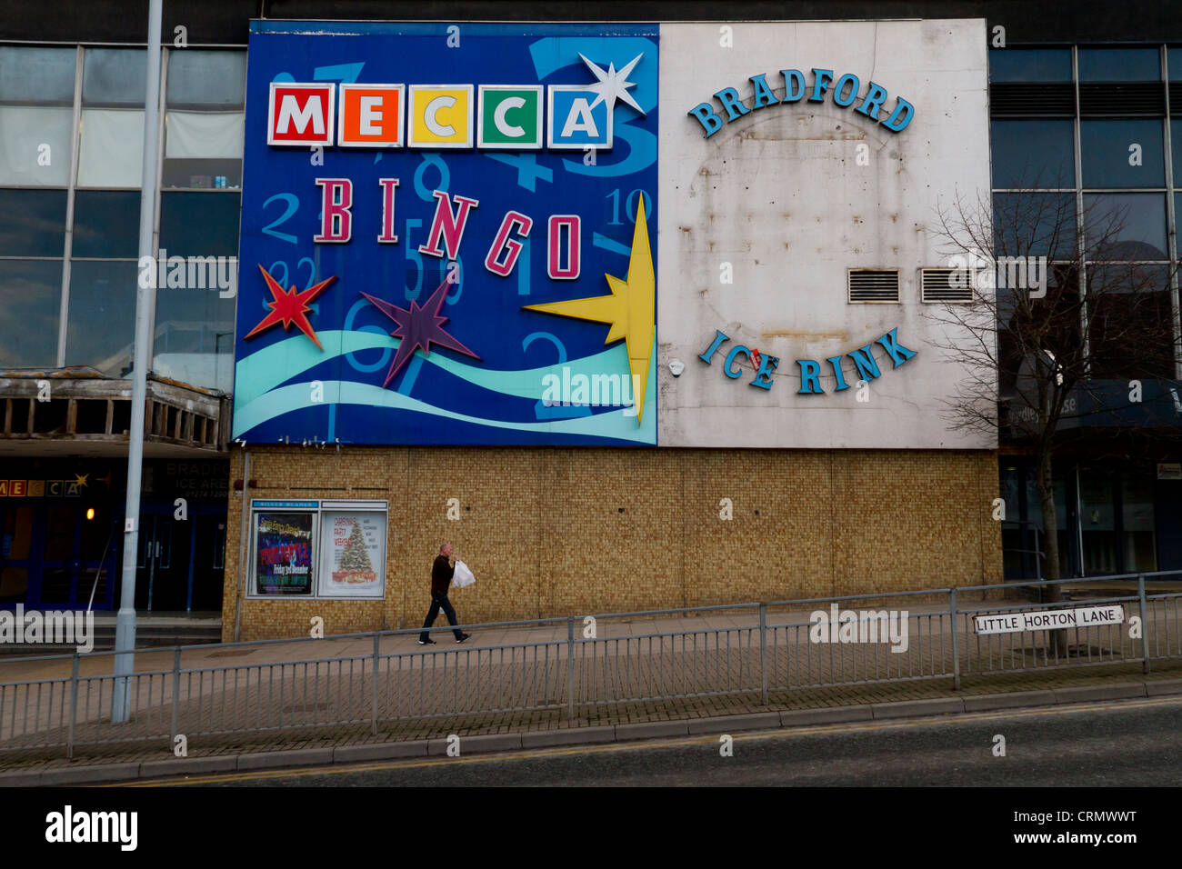 The Mecca Bingo and Bradford Ice Rink Sign outside the Ice Rink on
