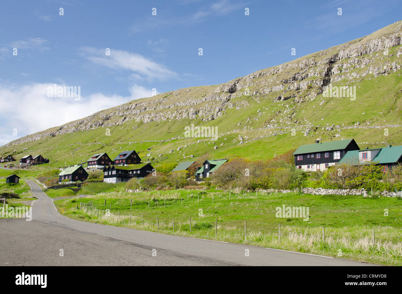 Kingdom of Denmark, Faroe Islands (aka Foroyar). Southern tip of the island of Streymoy, historic Kirkjubour village. Stock Photo