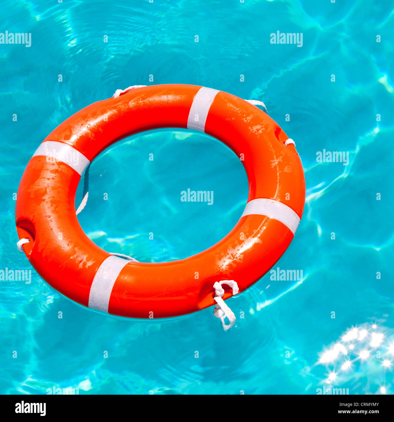 Buoy orange round floating in perfect tropical beach with turquoise