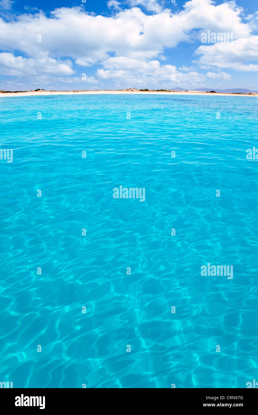 Balearic Formentera island Llevant beach de Levante view from sea Stock Photo